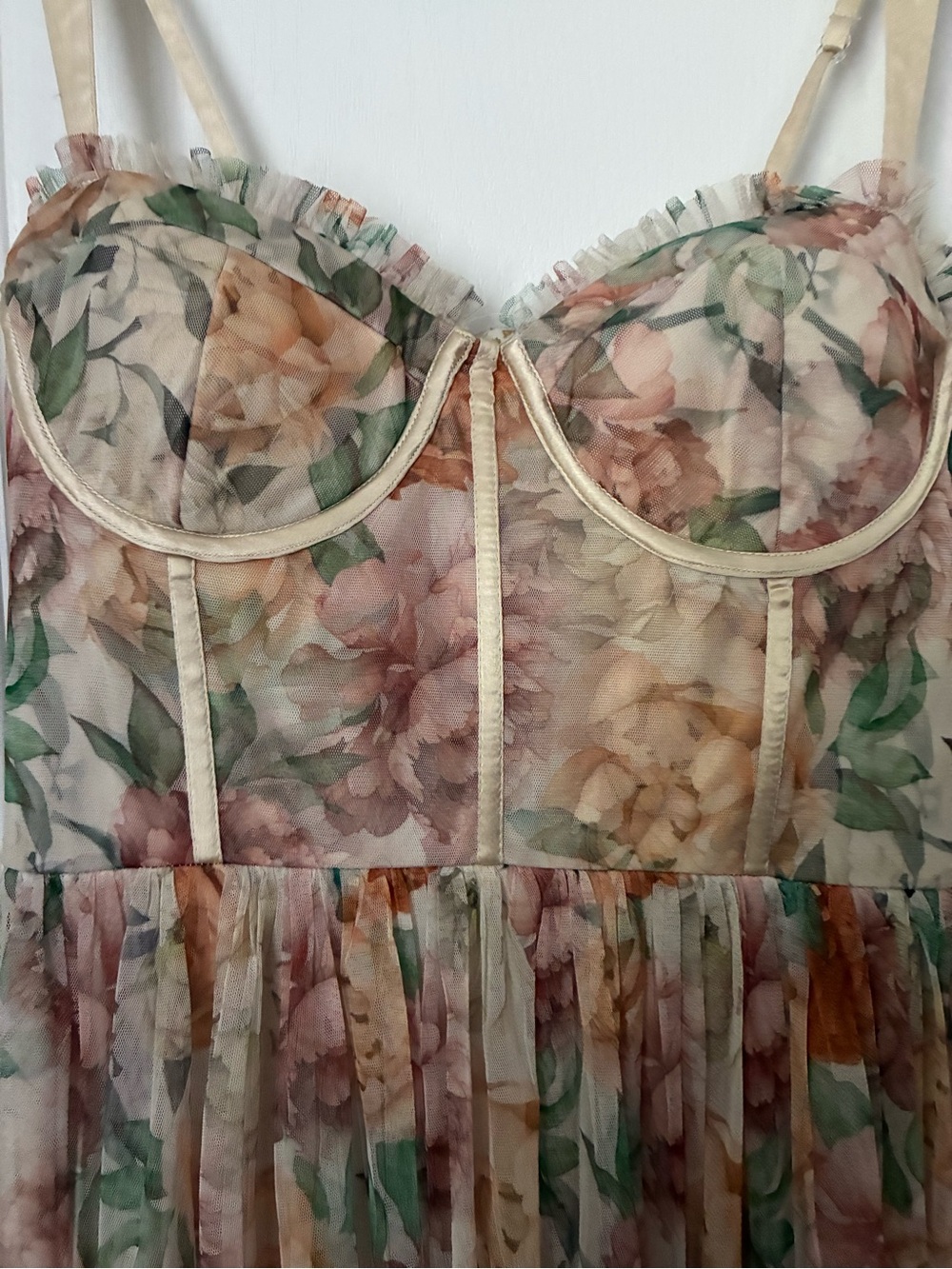 Floral Bustier Midi Dress in Blush and Peach - Picture 6 of 12